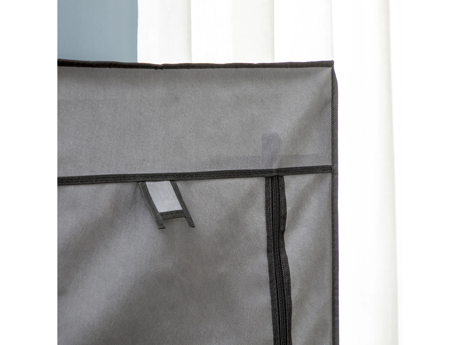 Armoire pliante 2-en-1 avec étagères et tringles, tissu non-tissé, gris foncé (125x43x162.5 cm)