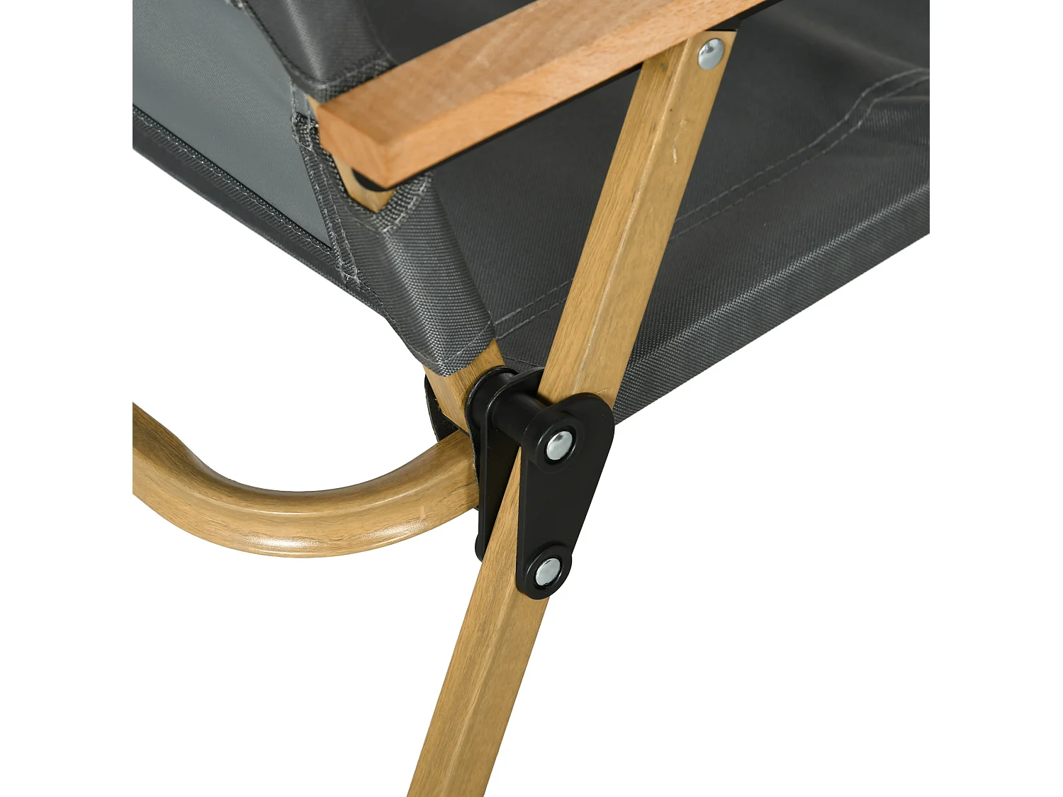 Set van 2 opvouwbare kampeerstoelen, metalen frame, Oxford-stof, houtlook, donkergrijs (54x59x78 cm)