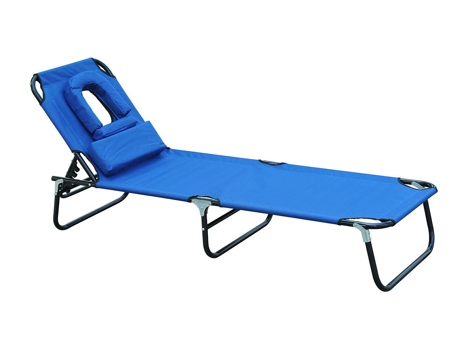 Chaise longue de jardin, chaise avec ouverture pour lecture, tissu Oxford, bleu, (190x56x28 cm)