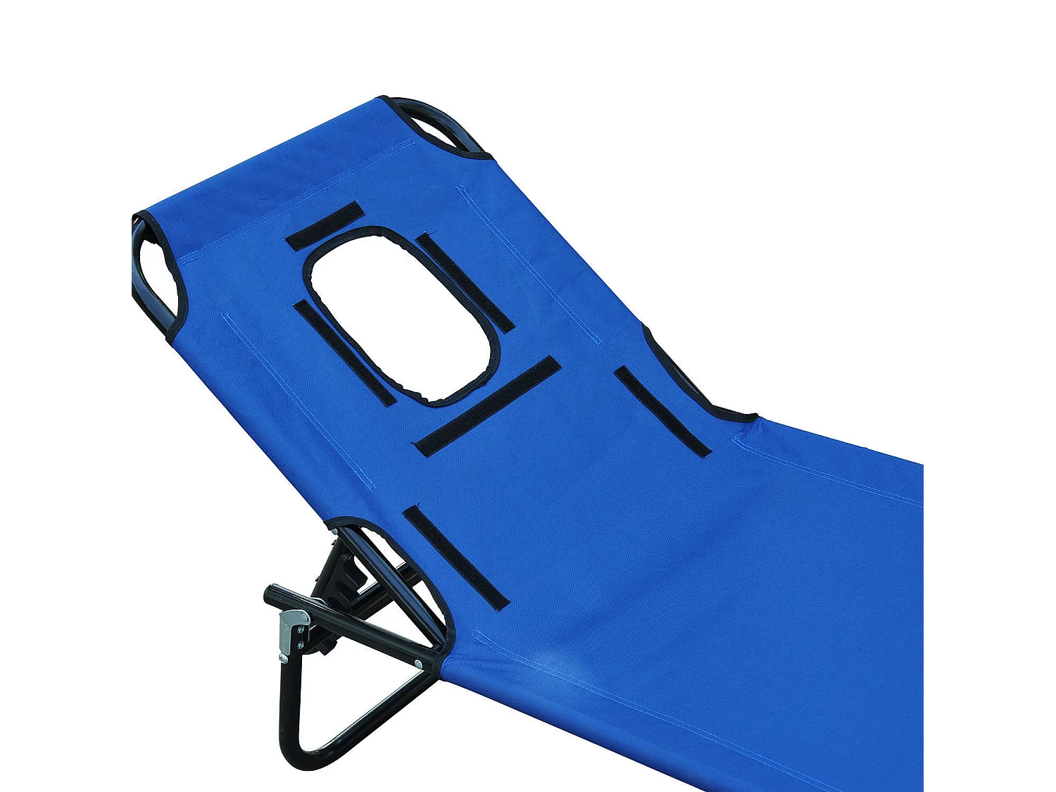 Chaise longue de jardin, chaise avec ouverture pour lecture, tissu Oxford, bleu, (190x56x28 cm)