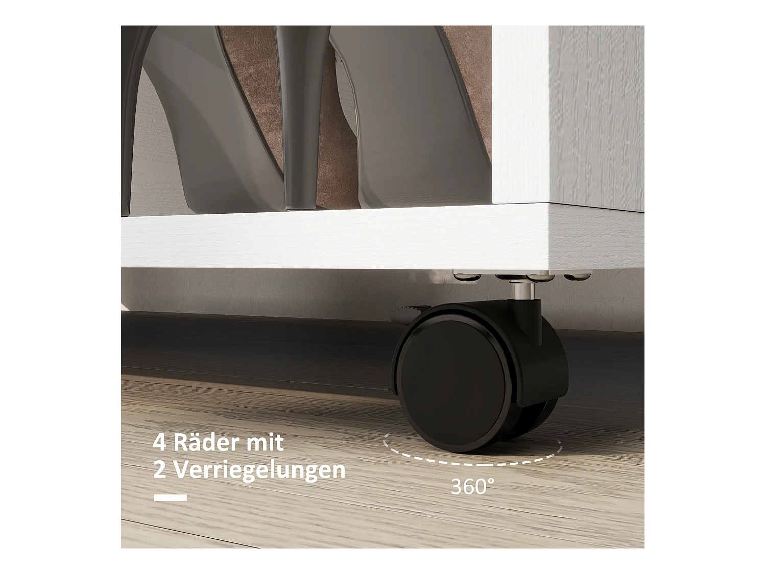 Armoire mobile à roulettes, avec étagères et barre de penderie, bois mélaminé, blanc (80x40x128 cm)