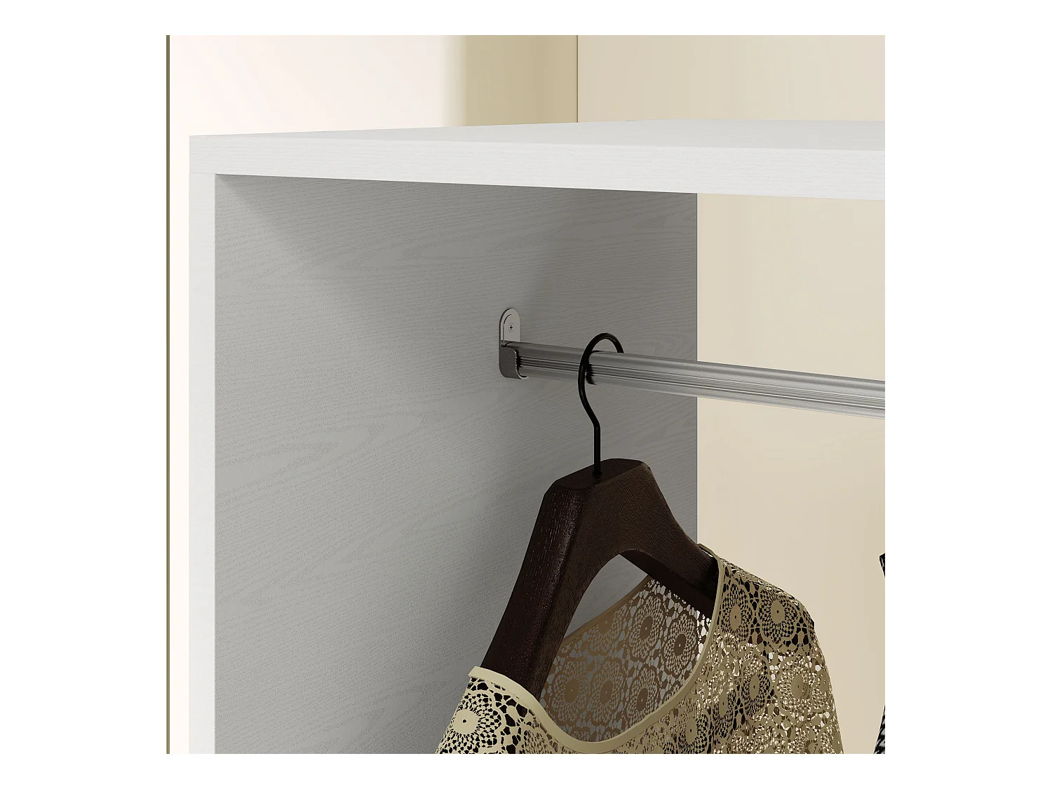 Armoire mobile à roulettes, avec étagères et barre de penderie, bois mélaminé, blanc (80x40x128 cm)