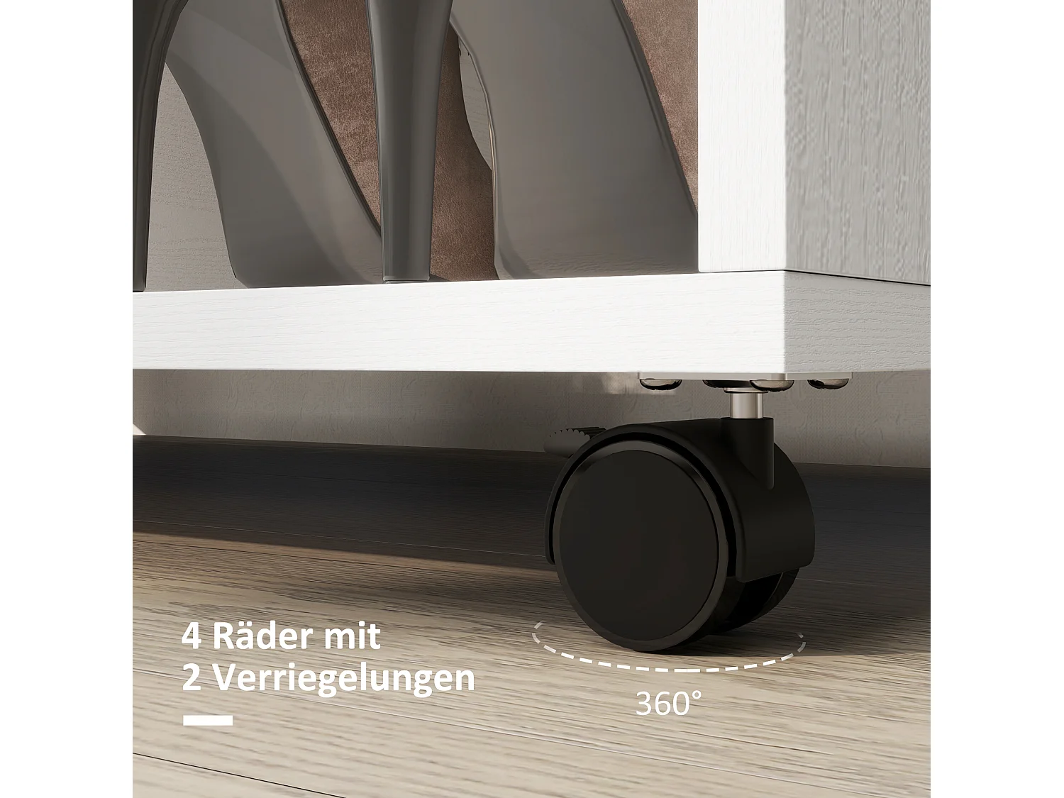 Armoire mobile à roulettes, avec étagères et barre de penderie, bois mélaminé, blanc (80x40x128 cm)