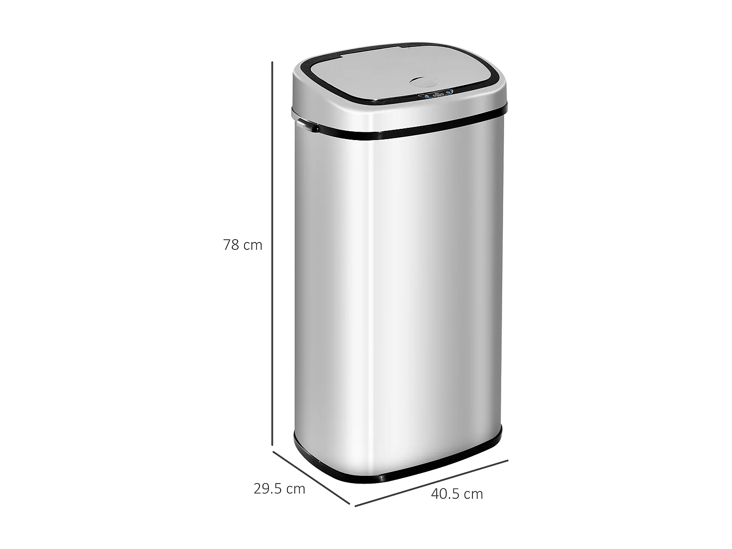 Poubelle automatique avec capteur, acier inoxydable, argenté (40.5x29.5x78 cm)