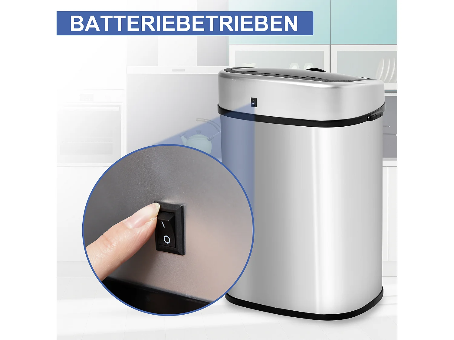 Poubelle automatique 48L avec capteur infrarouge, acier inoxydable, argent (40.5x29.5x57cm)