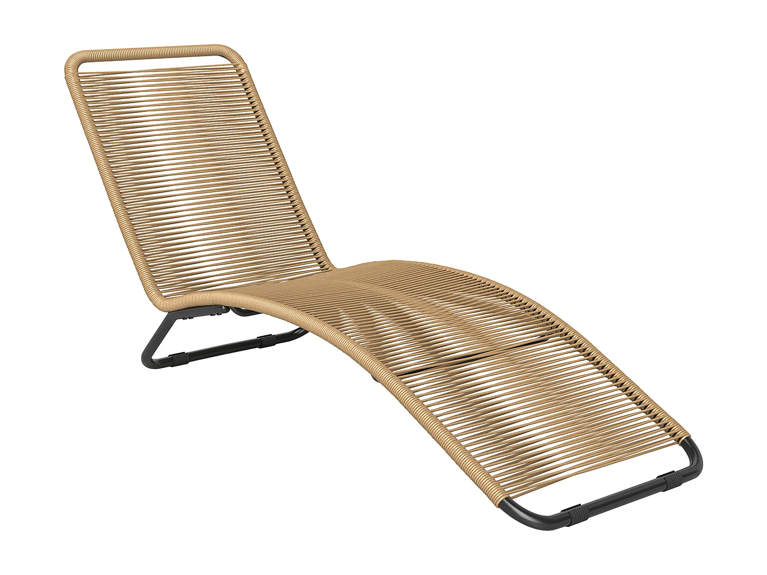 Chaise longue en poly-rattan avec protection UV, supporte jusqu'à 120 kg, cadre en acier, naturel (176x58x82 cm)