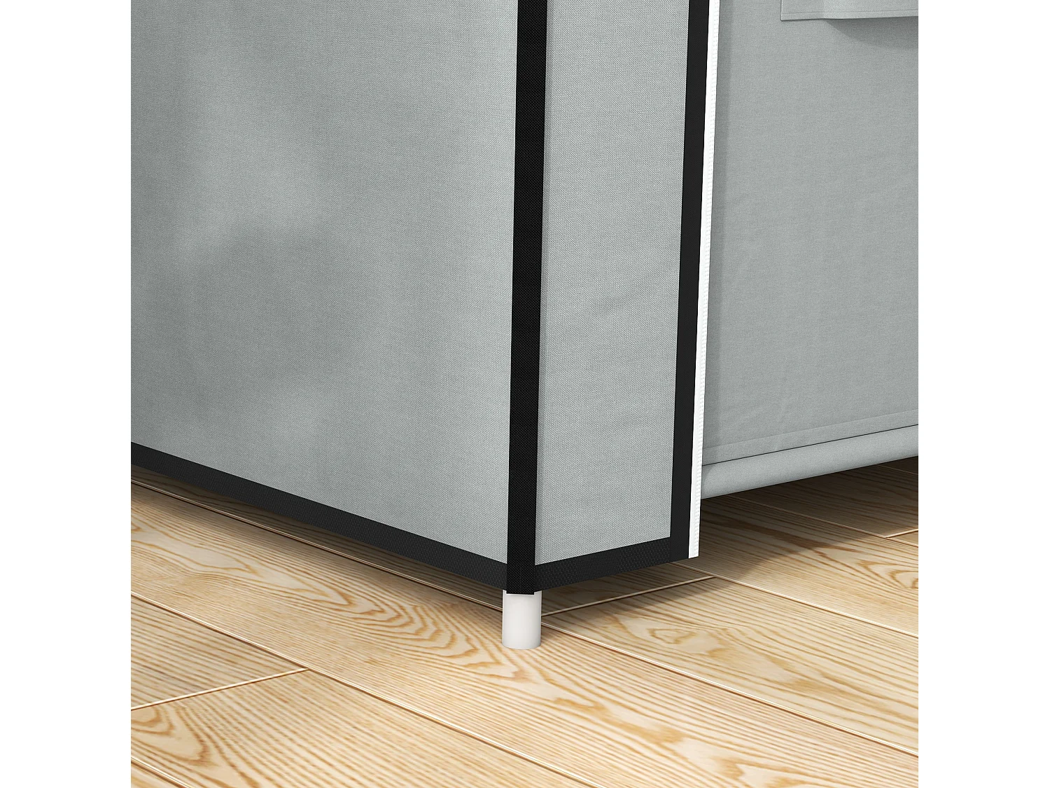 Armoire textile pliable avec 5 compartiments et tringle, structure acier, gris clair (83x42.5x162.5cm)