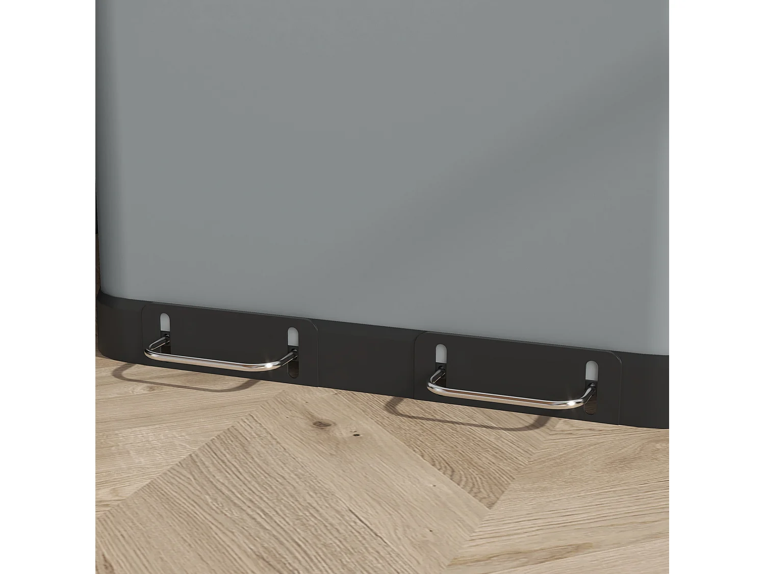 Poubelle à pédale double compartiment 2x30L, métal gris avec couvercle et seaux intérieurs (48.8x39.5x67cm)