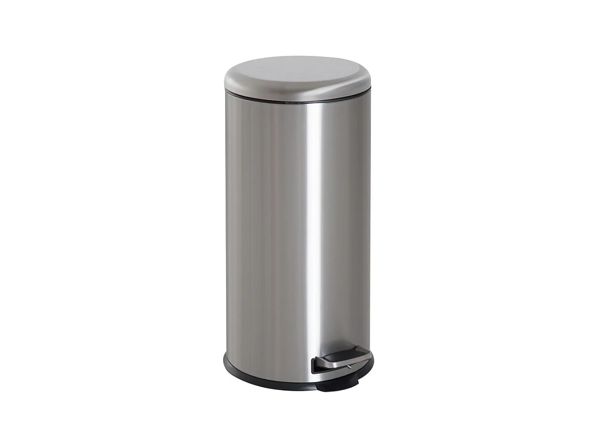 Papelera de acero inoxidable de 30 l con pedal y tapa abatible, con cubo interior, para cocina y baño (29,2 x 29,2 x 62,9 cm)