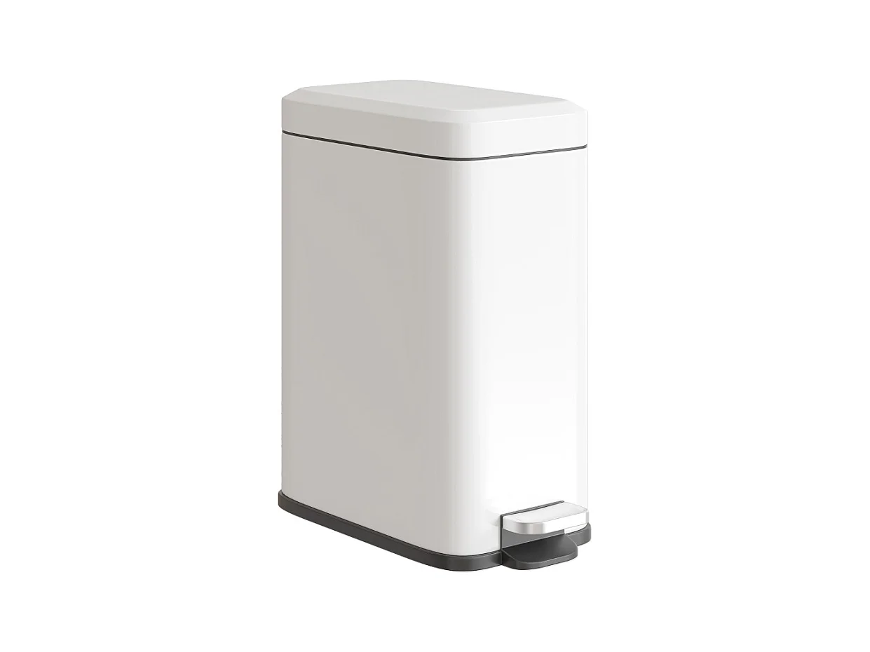 Pedaalemmer 5L, metaal met deksel en binnenemmer, wit (29,2x14x32cm)