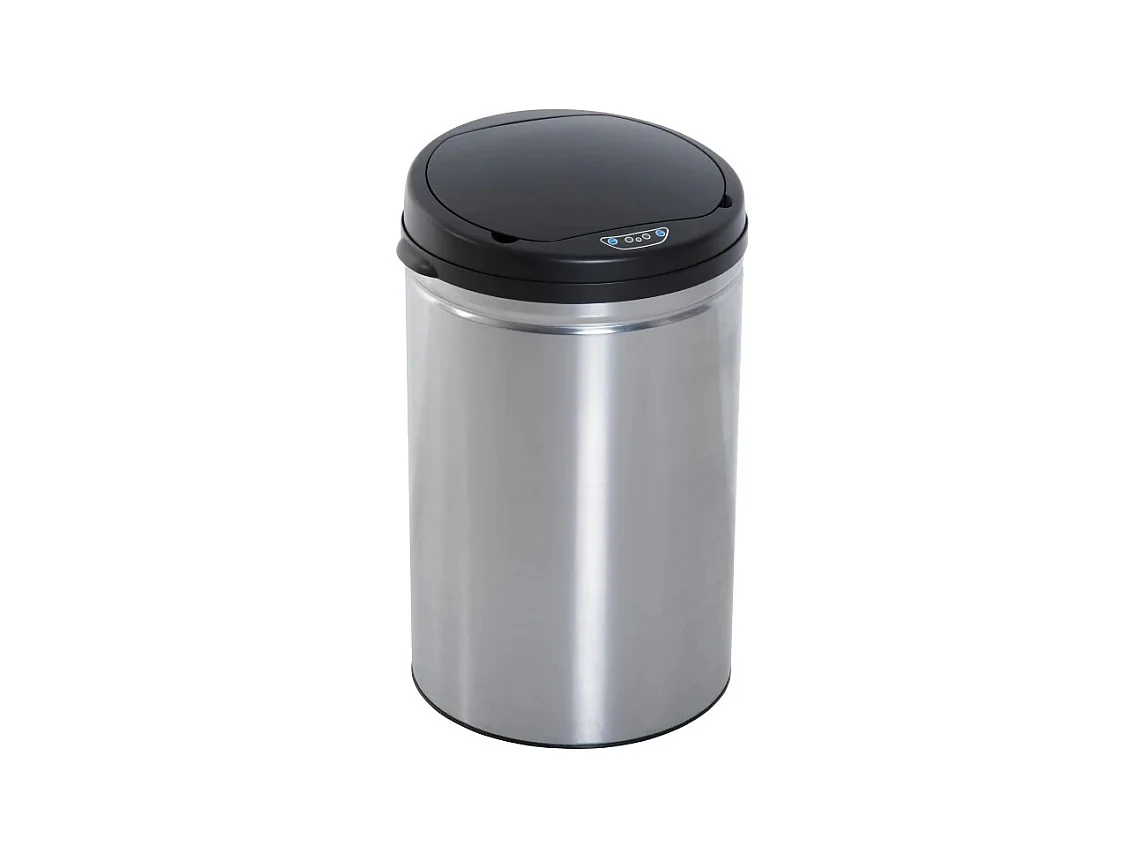 Poubelle avec capteur automatique, 30L, acier inoxydable, noir (Ø30.5x51.5 cm)