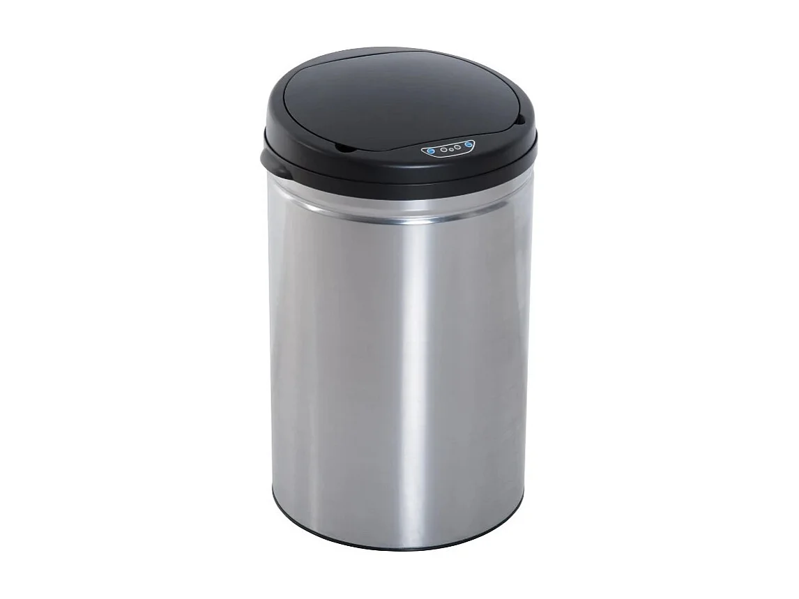 Poubelle avec capteur automatique, 30L, acier inoxydable, noir (Ø30.5x51.5 cm)