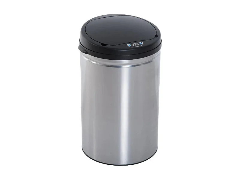 Poubelle avec capteur automatique, 30L, acier inoxydable, noir (Ø30.5x51.5 cm)