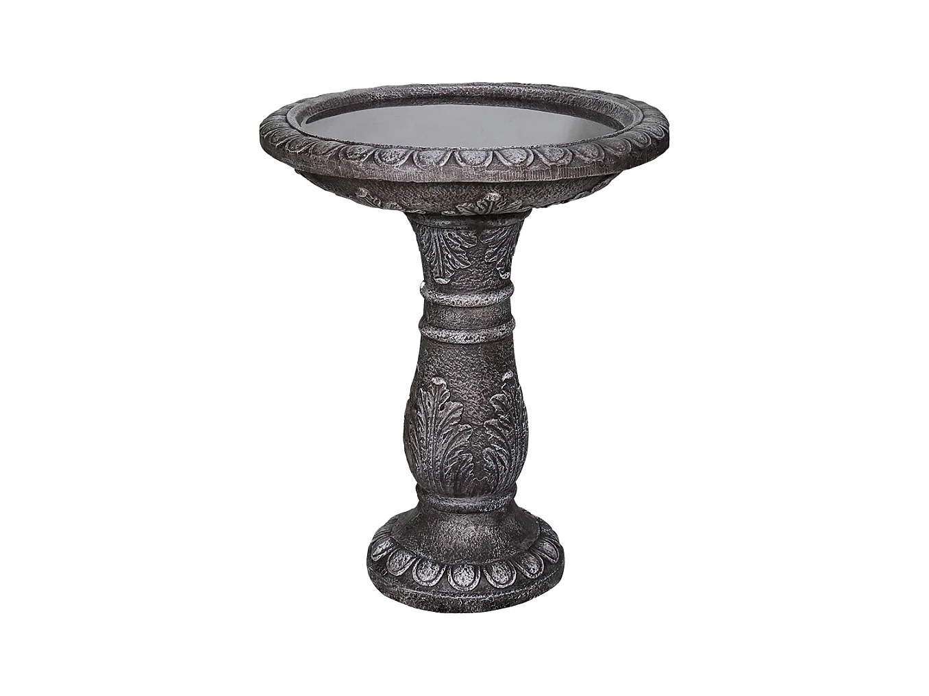 Fontaine à oiseaux moderne, béton fibré, gris, avec bassin (51x51x62cm)