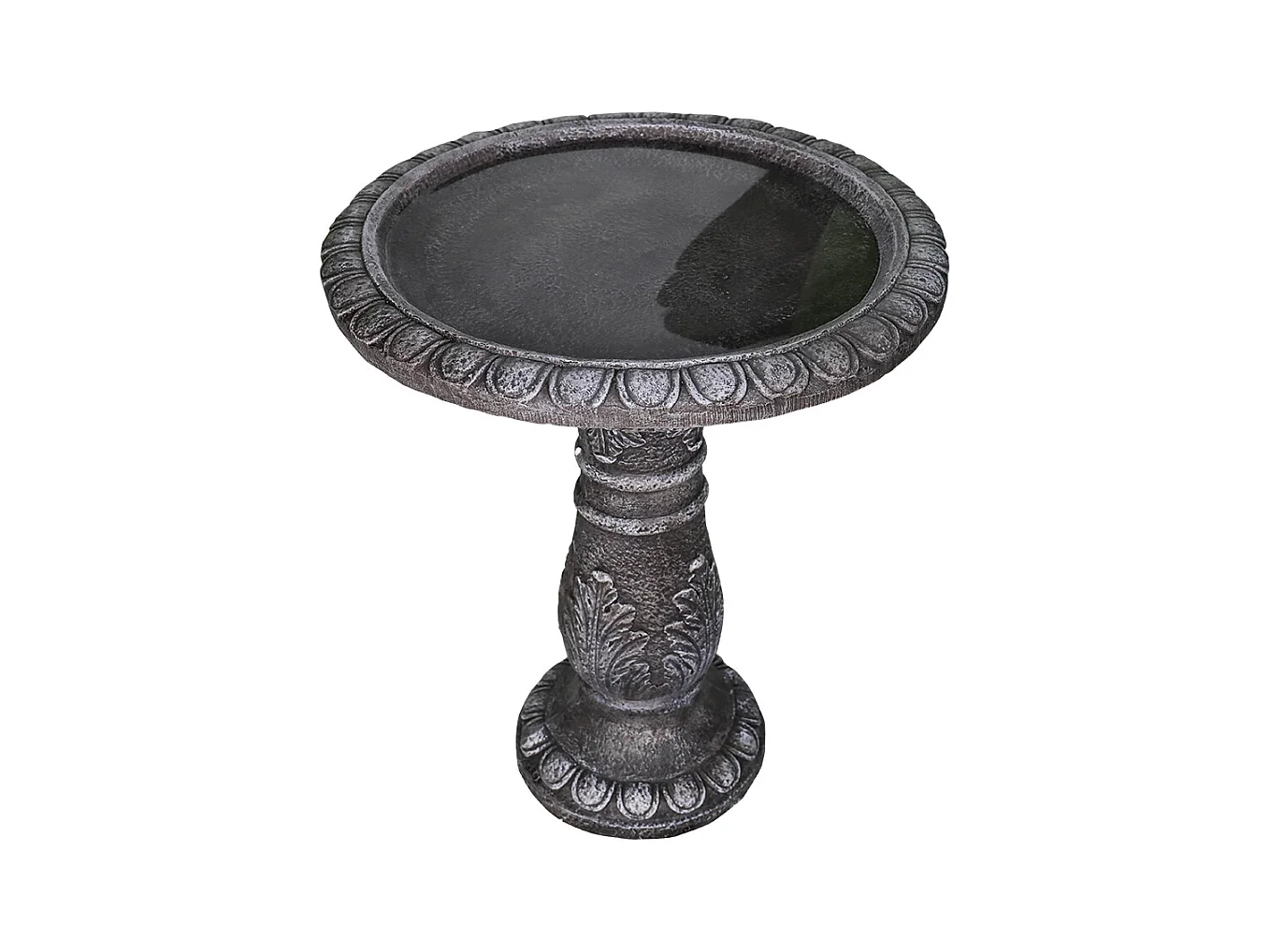 Fontaine à oiseaux moderne, béton fibré, gris, avec bassin (51x51x62cm)