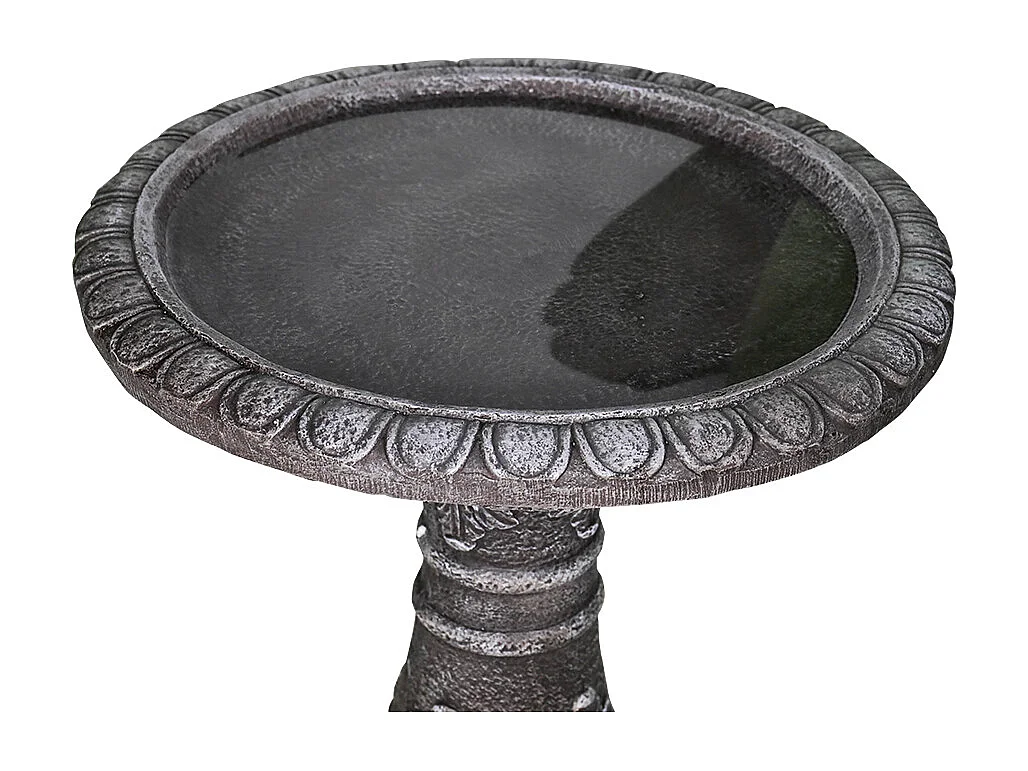 Fontaine à oiseaux moderne, béton fibré, gris, avec bassin (51x51x62cm)