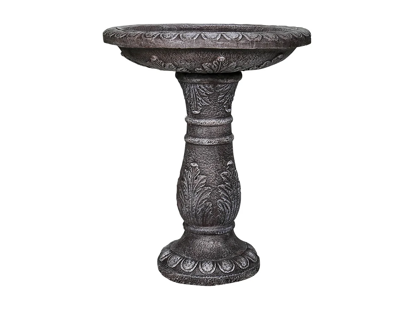 Fontaine à oiseaux moderne, béton fibré, gris, avec bassin (51x51x62cm)