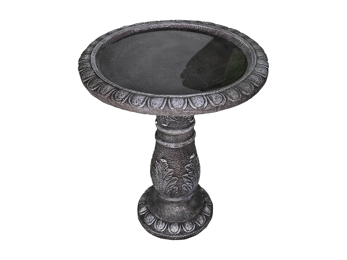 Fontaine à oiseaux moderne, béton fibré, gris, avec bassin (51x51x62cm)