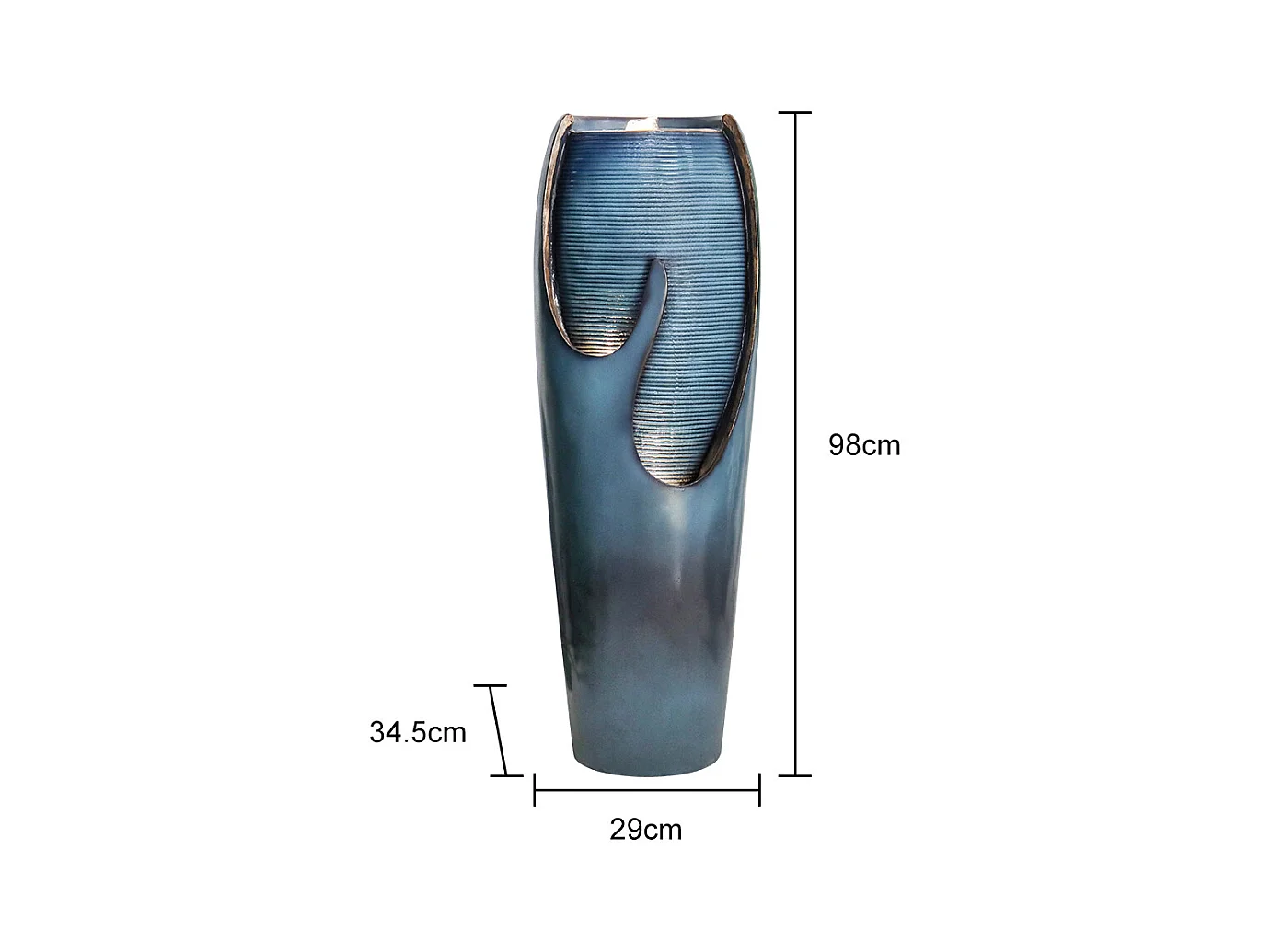 Fontaine d'eau murale en verre et polyrésine, design élégant, turquoise, pour intérieur et extérieur (29x34.5x98cm)