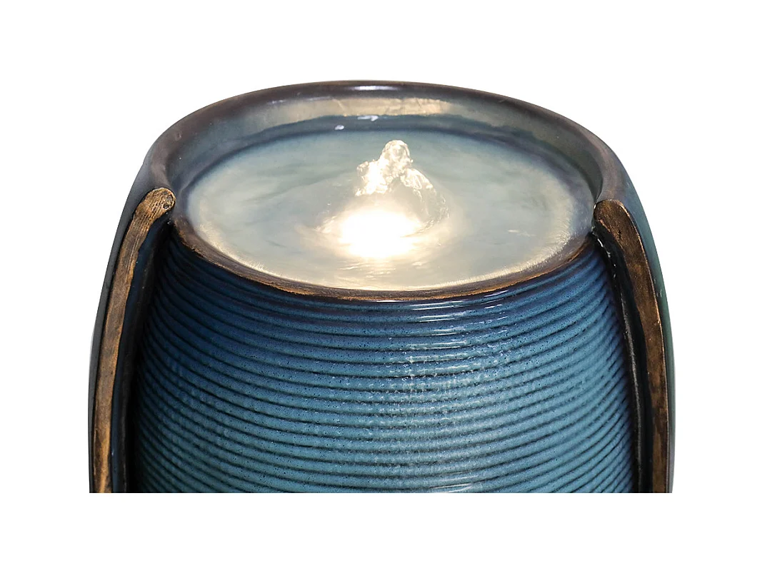 Fontaine d'eau murale en verre et polyrésine, design élégant, turquoise, pour intérieur et extérieur (29x34.5x98cm)