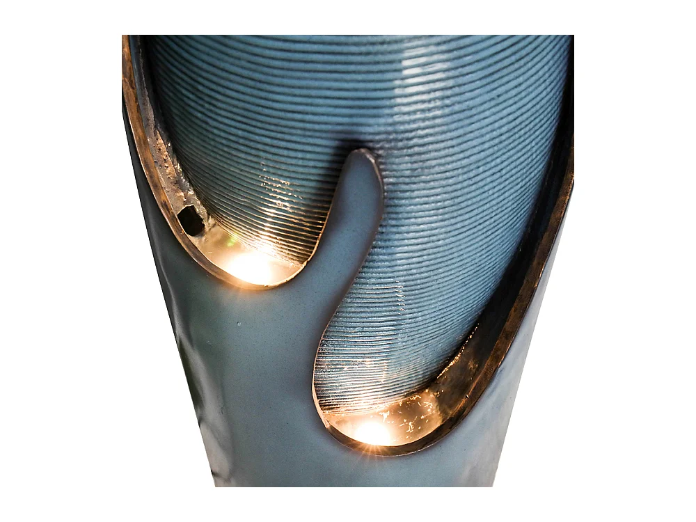 Fontaine d'eau murale en verre et polyrésine, design élégant, turquoise, pour intérieur et extérieur (29x34.5x98cm)