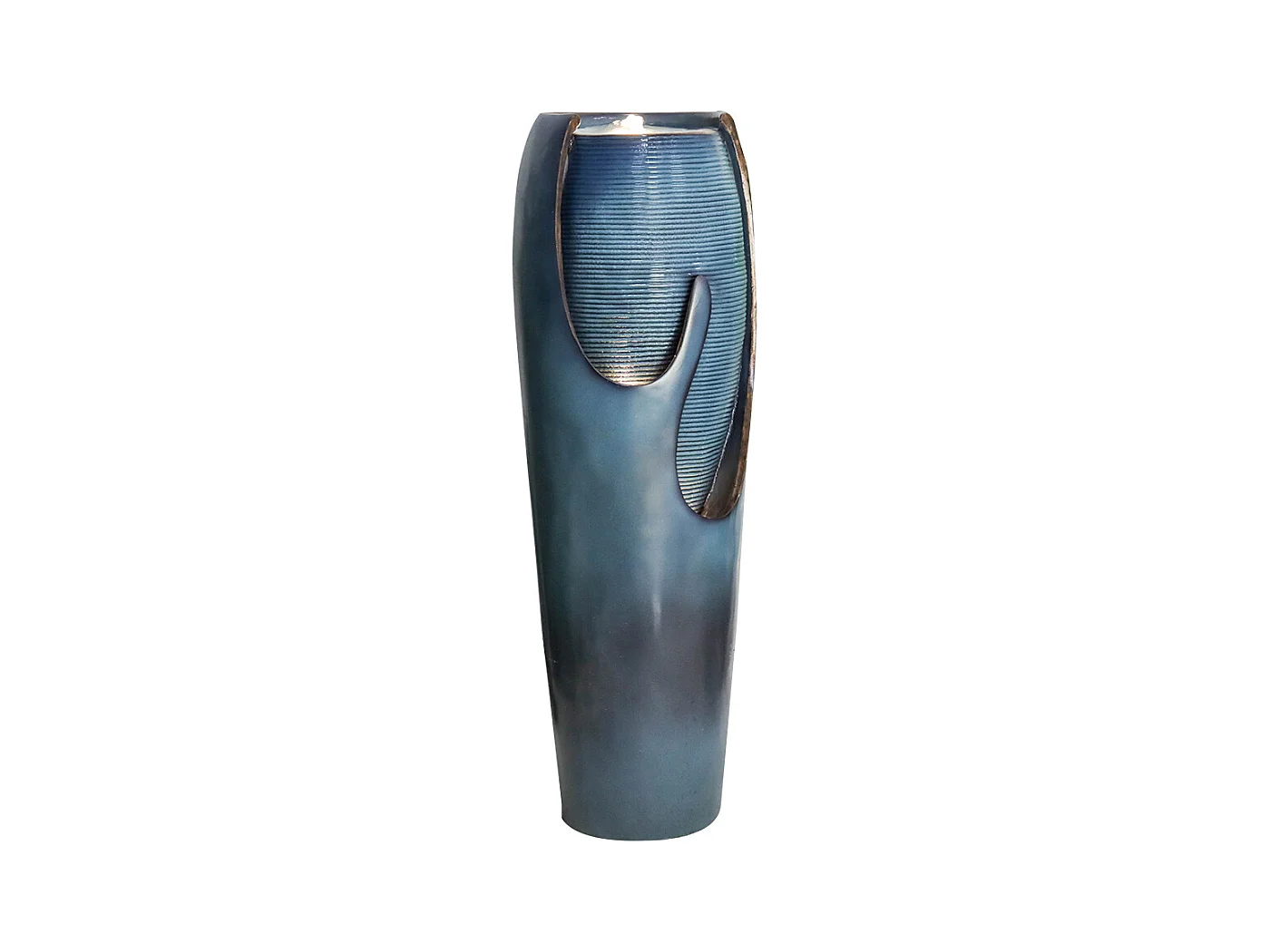 Fontaine d'eau murale en verre et polyrésine, design élégant, turquoise, pour intérieur et extérieur (29x34.5x98cm)