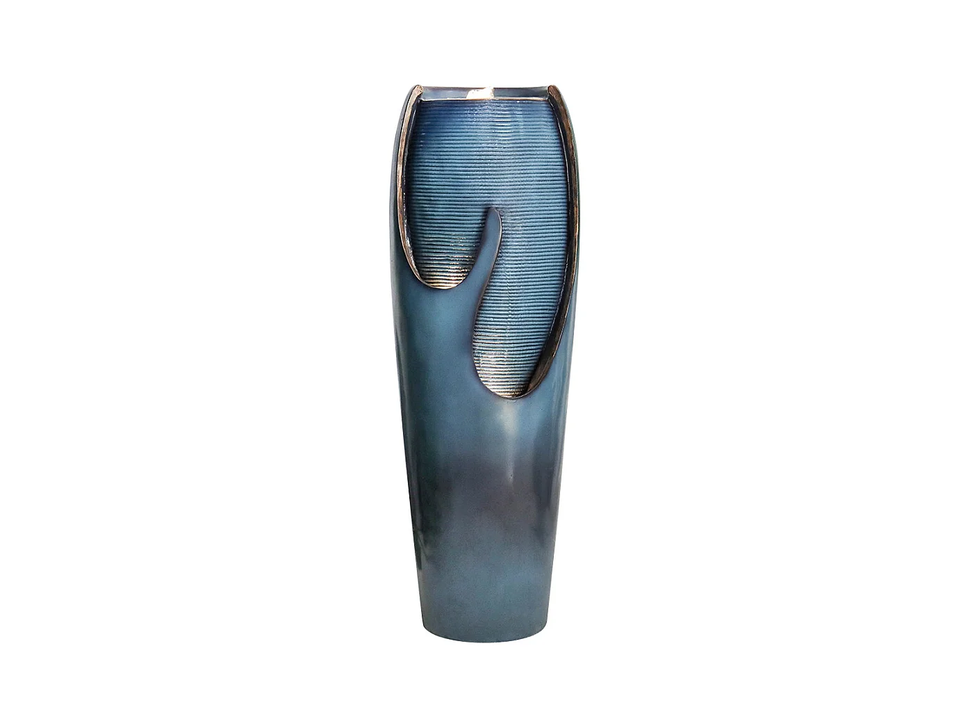 Fontaine d'eau murale en verre et polyrésine, design élégant, turquoise, pour intérieur et extérieur (29x34.5x98cm)