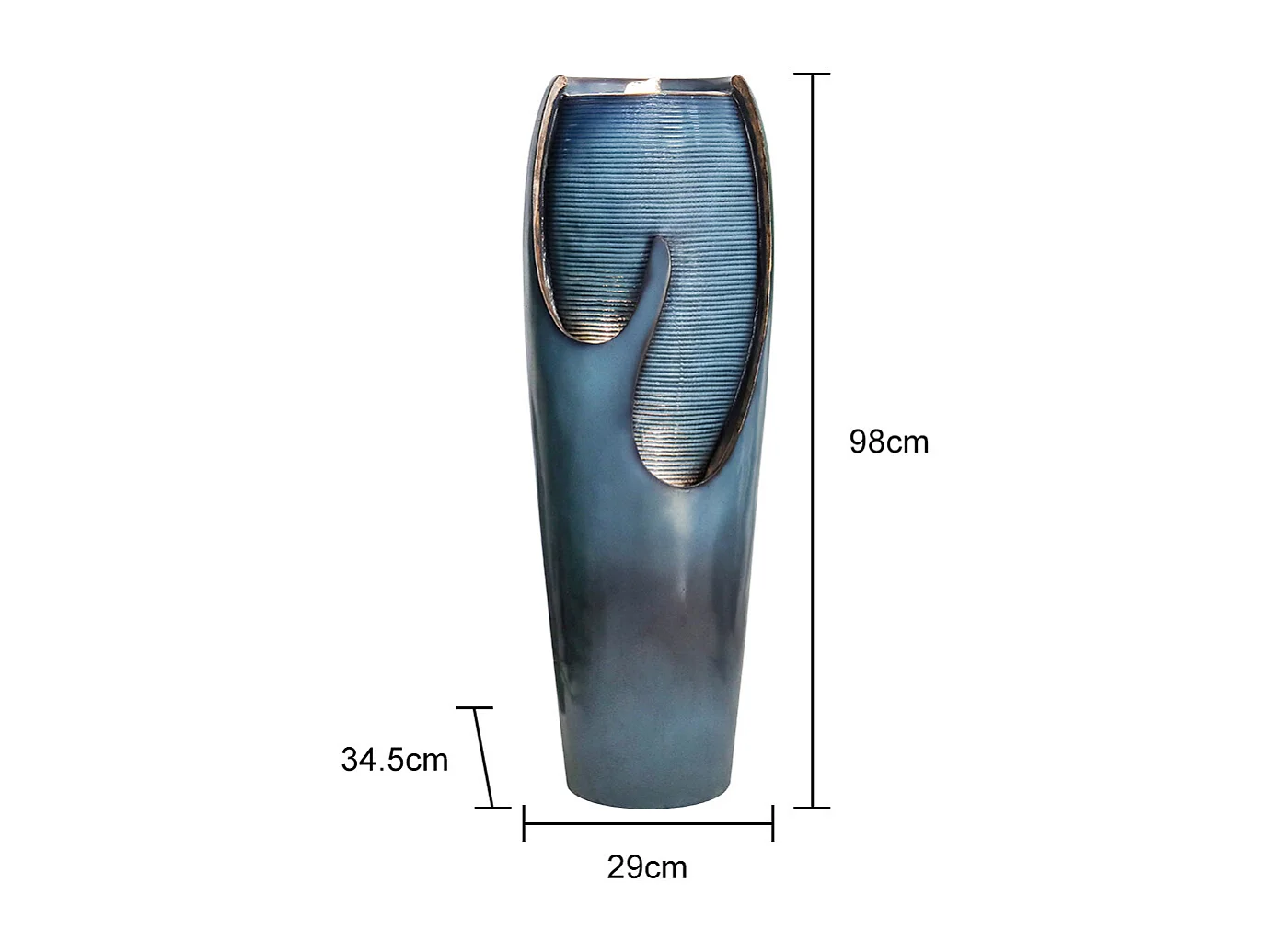 Fontaine d'eau murale en verre et polyrésine, design élégant, turquoise, pour intérieur et extérieur (29x34.5x98cm)