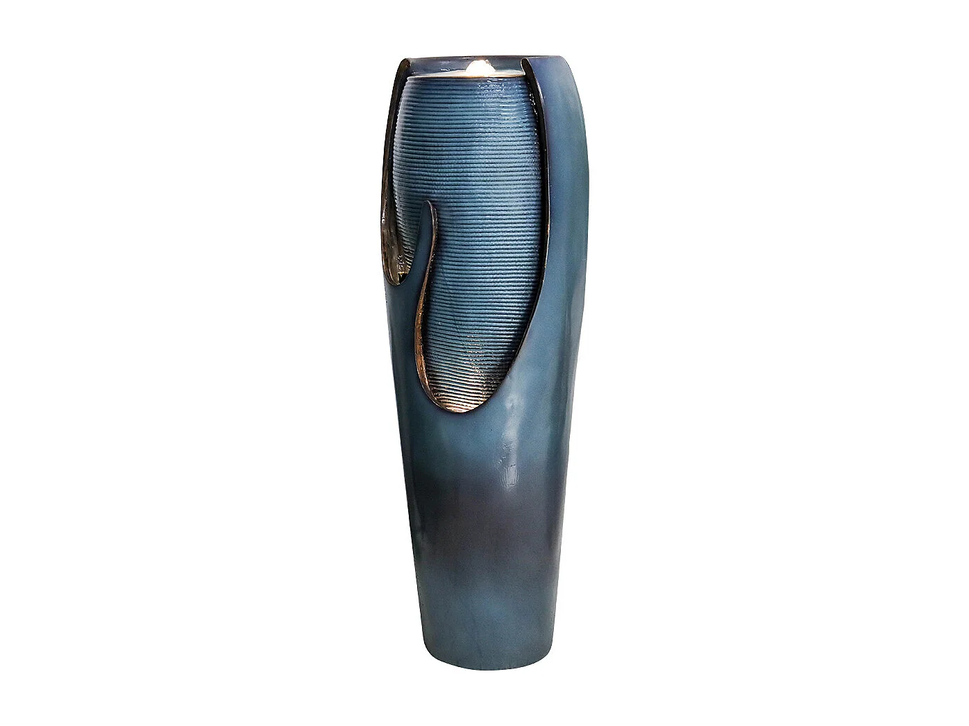 Fontaine d'eau murale en verre et polyrésine, design élégant, turquoise, pour intérieur et extérieur (29x34.5x98cm)