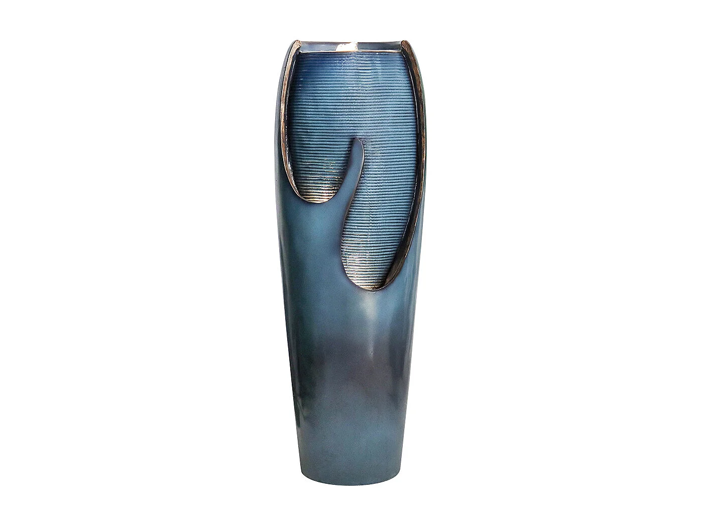 Fontaine d'eau murale en verre et polyrésine, design élégant, turquoise, pour intérieur et extérieur (29x34.5x98cm)