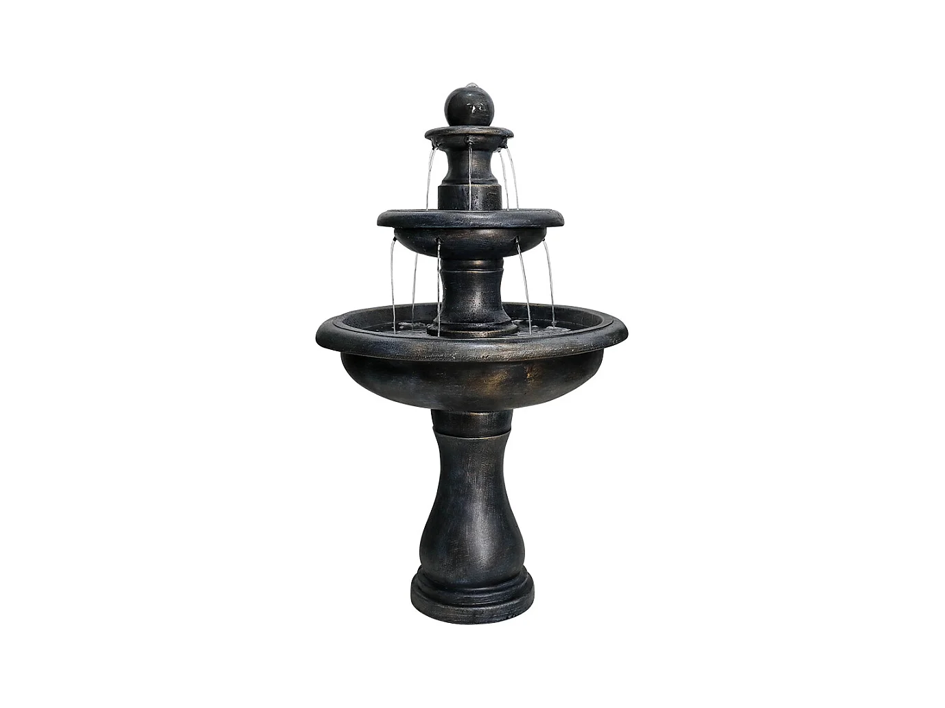 Fontaine extérieure moderne en béton avec pompe immergée, noir (69x69x115 cm)