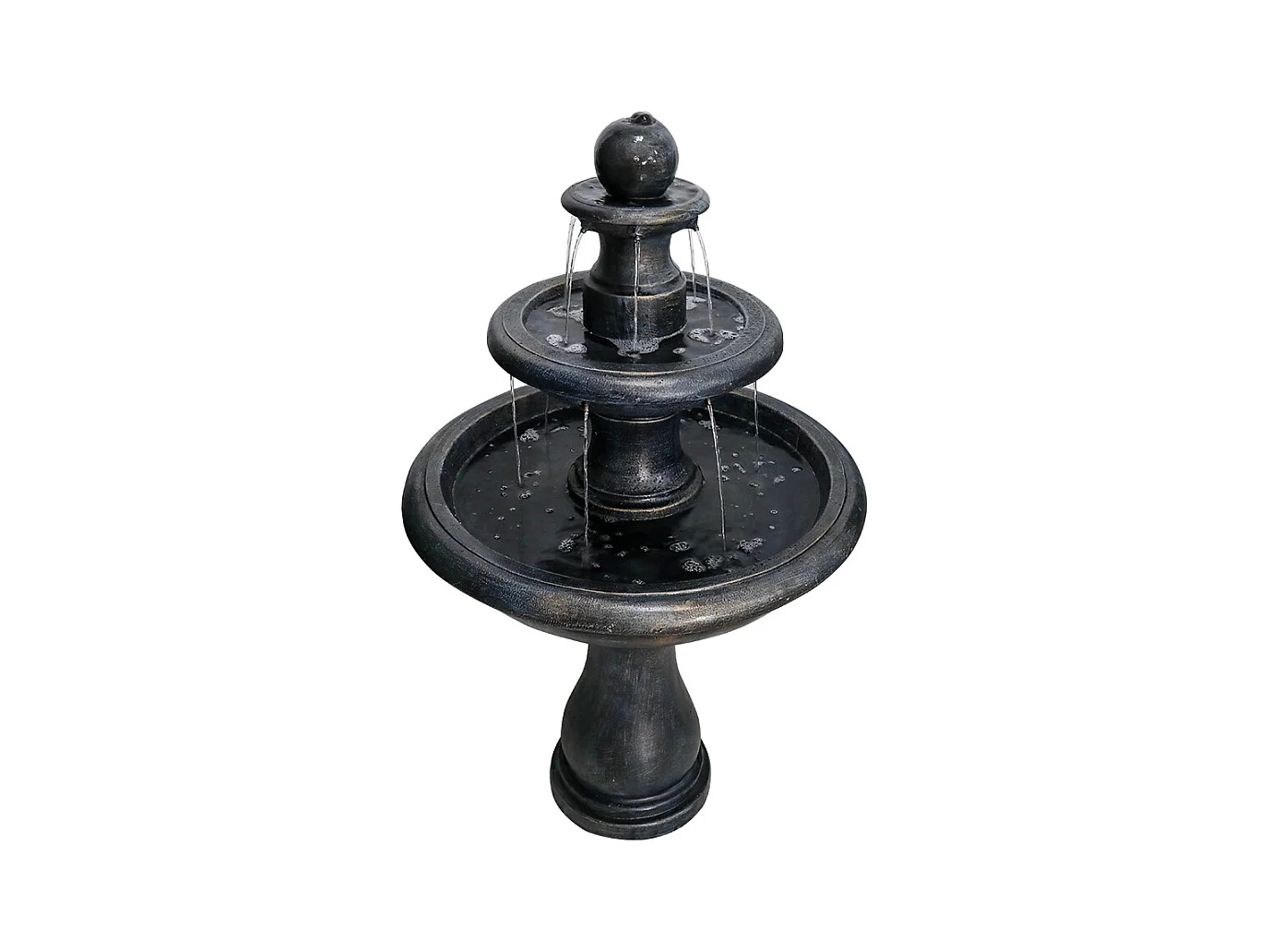 Fontaine extérieure moderne en béton avec pompe immergée, noir (69x69x115 cm)