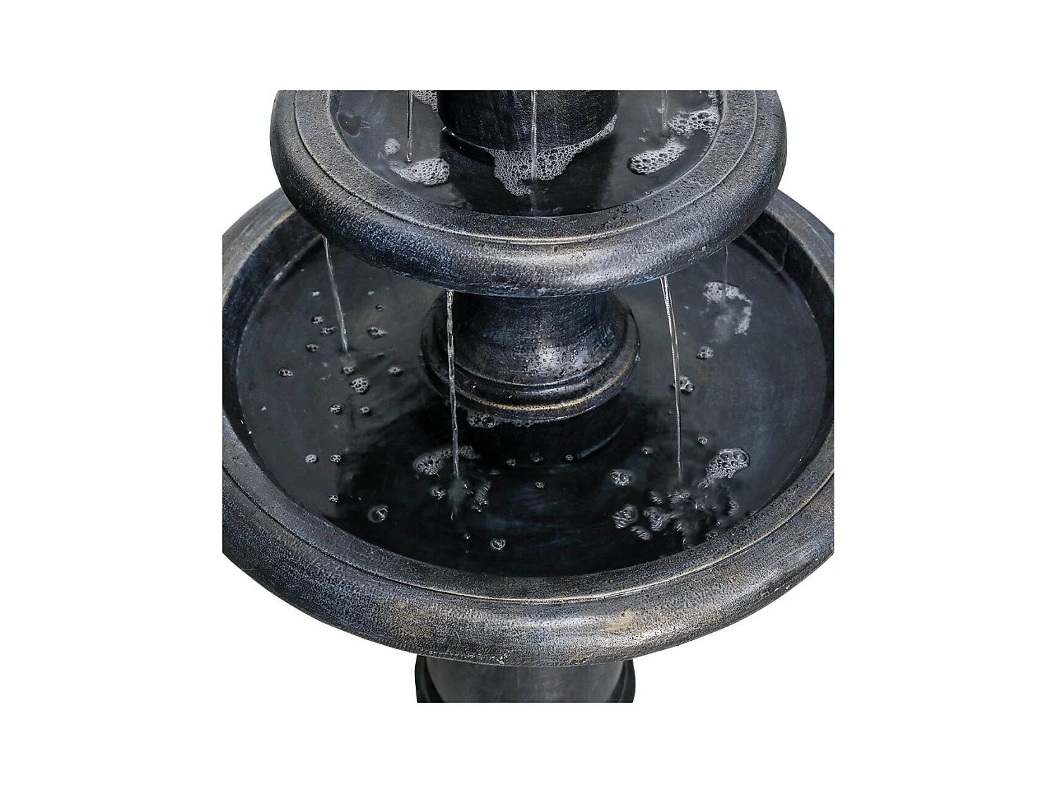 Fontaine extérieure moderne en béton avec pompe immergée, noir (69x69x115 cm)