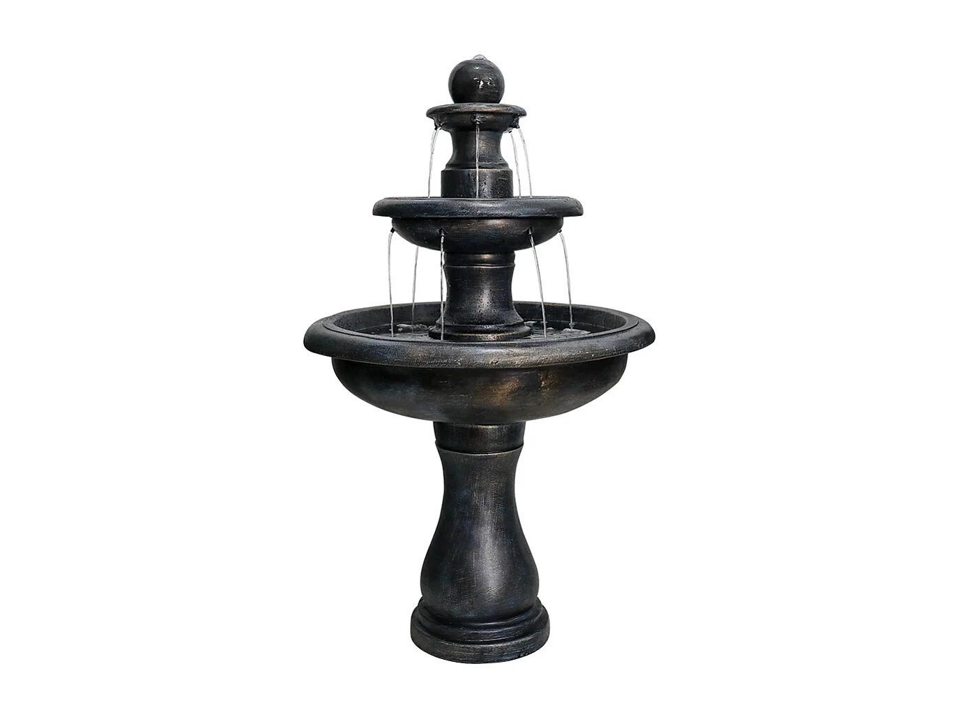 Fuente moderna de hormigón para exterior con bomba sumergible, color negro (69x69x115 cm)