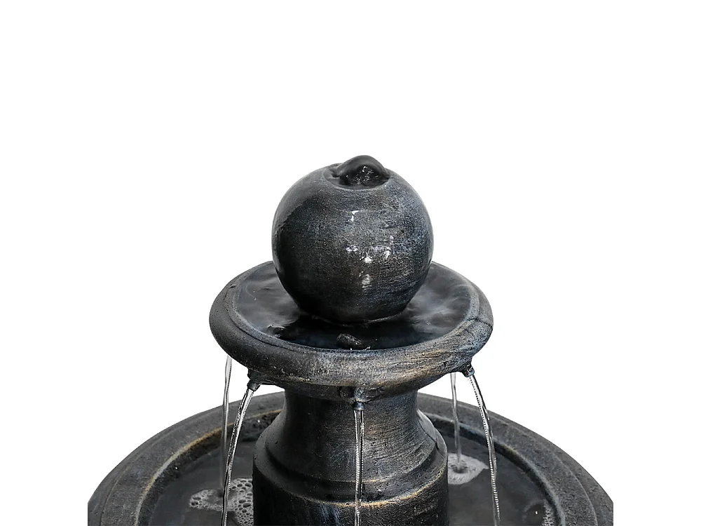 Fuente moderna de hormigón para exterior con bomba sumergible, color negro (69x69x115 cm)