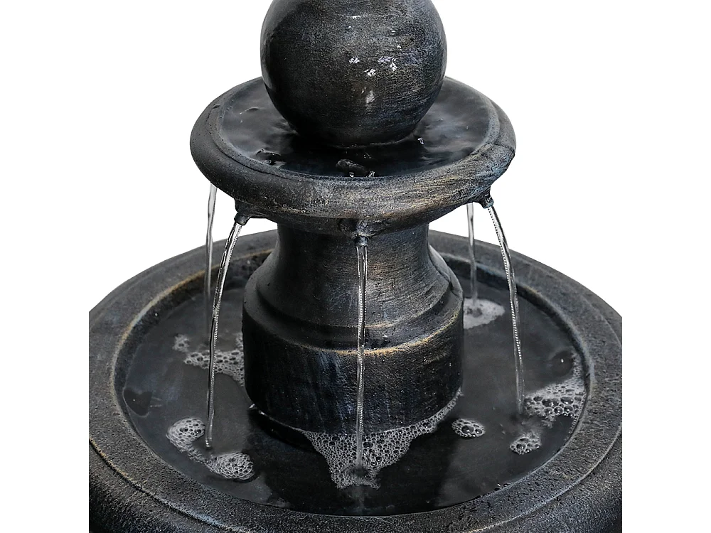 Fuente moderna de hormigón para exterior con bomba sumergible, color negro (69x69x115 cm)