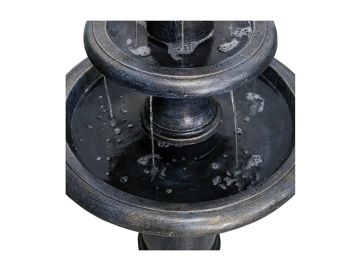 Fuente moderna de hormigón para exterior con bomba sumergible, color negro (69x69x115 cm)