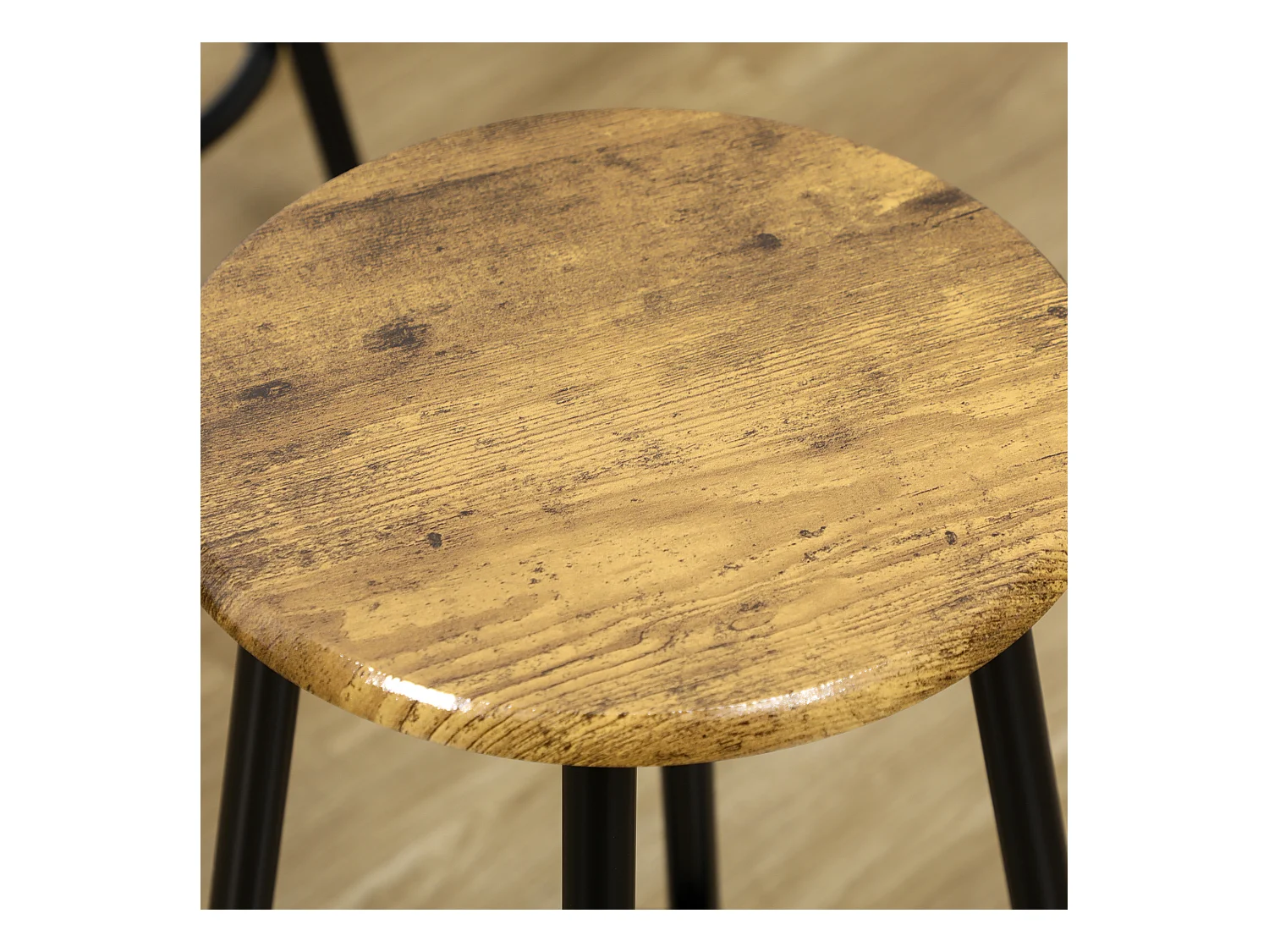 Table de bar 5 pièces avec 4 tabourets, design industriel, MDF et métal, brun (110x50x89.5 cm)