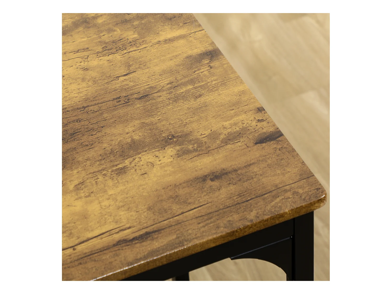 Table de bar 5 pièces avec 4 tabourets, design industriel, MDF et métal, brun (110x50x89.5 cm)