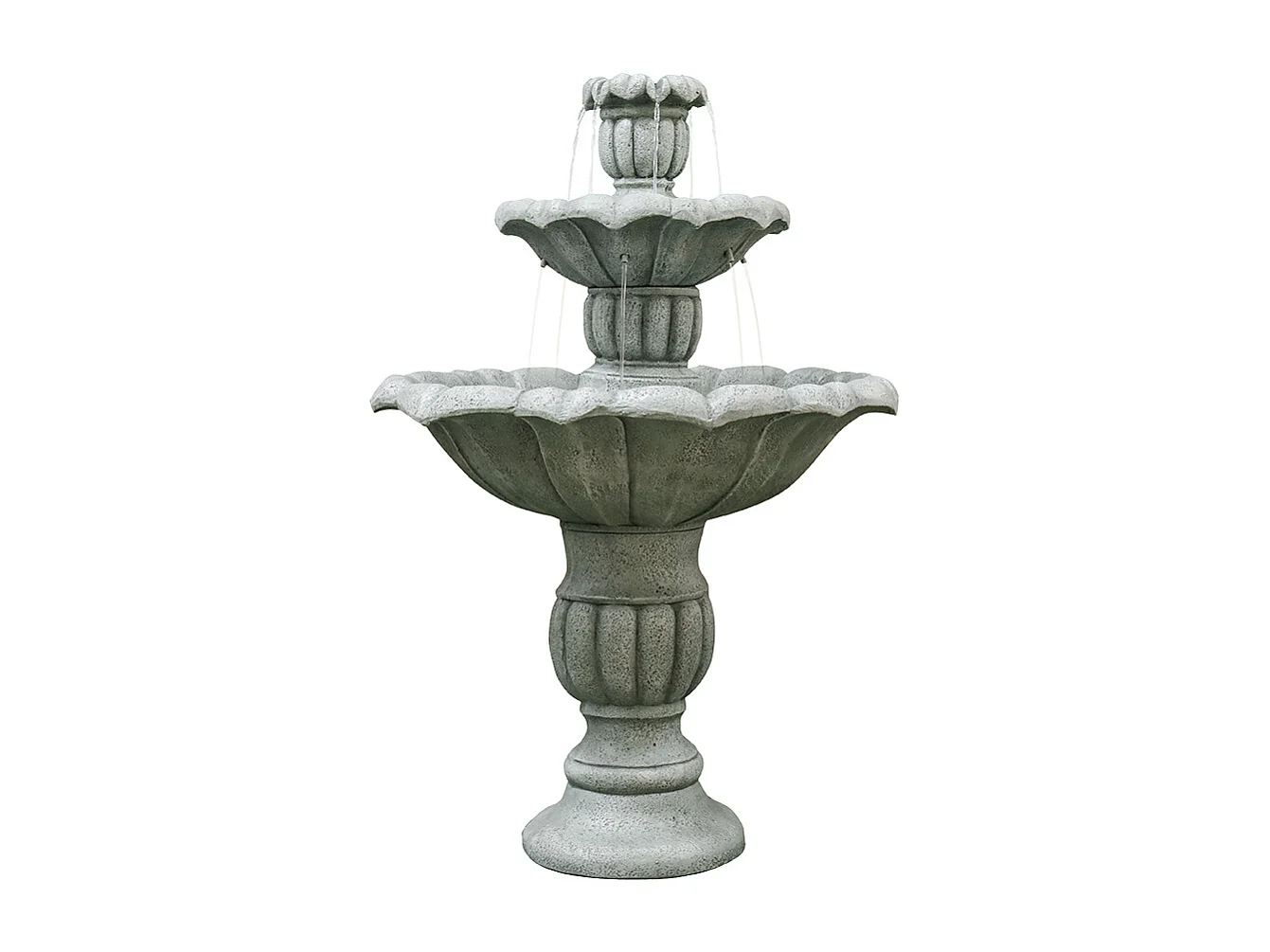 Fontana da giardino in cemento con pompa elettrica sommersa, design elegante e resistente, grigio (67x67x100 cm)