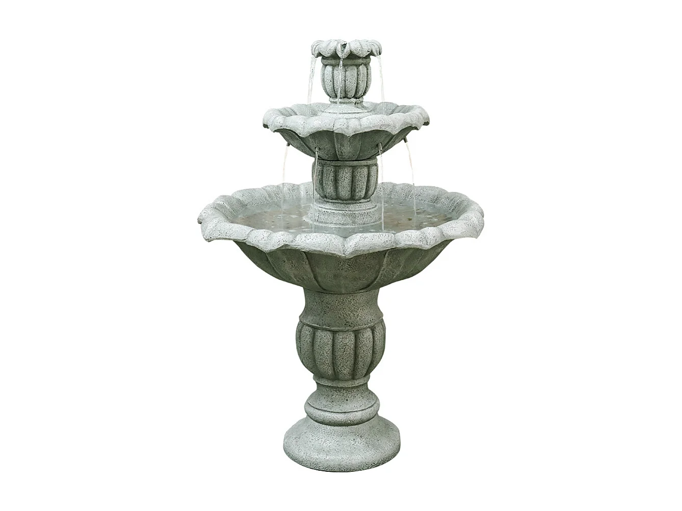 Fontana da giardino in cemento con pompa elettrica sommersa, design elegante e resistente, grigio (67x67x100 cm)