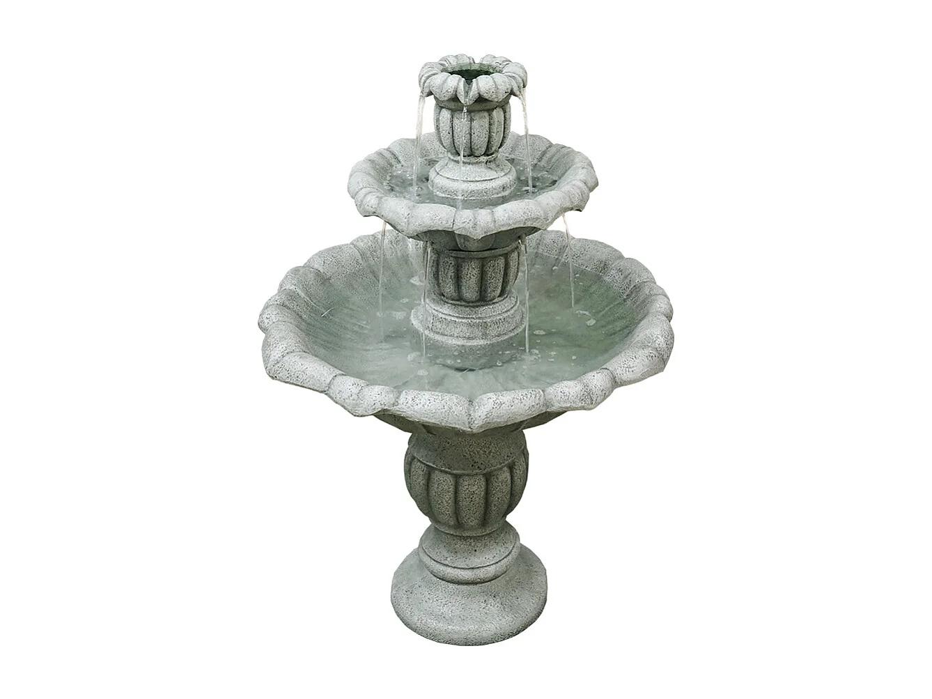 Fontana da giardino in cemento con pompa elettrica sommersa, design elegante e resistente, grigio (67x67x100 cm)