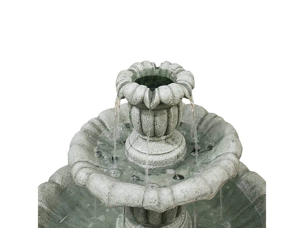 Fontana da giardino in cemento con pompa elettrica sommersa, design elegante e resistente, grigio (67x67x100 cm)