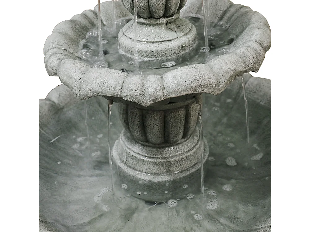 Fontana da giardino in cemento con pompa elettrica sommersa, design elegante e resistente, grigio (67x67x100 cm)