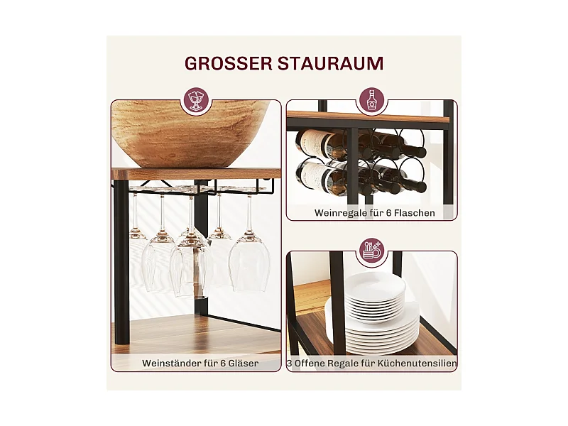 Set de table de bar avec 2 tabourets, table rabattable, porte-verre, acier, bois, marron (91x40x116 cm)