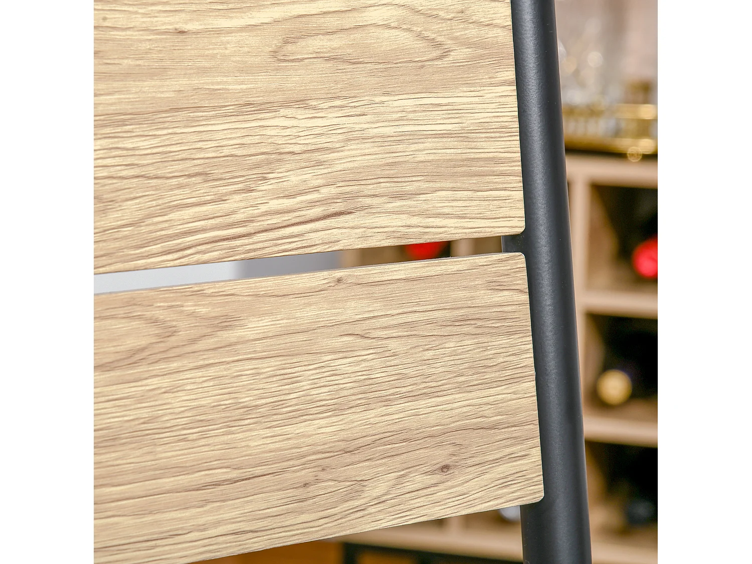 Ensemble table de cuisine avec 2 chaises, bois naturel et noir, MDF (60x60x76 cm)