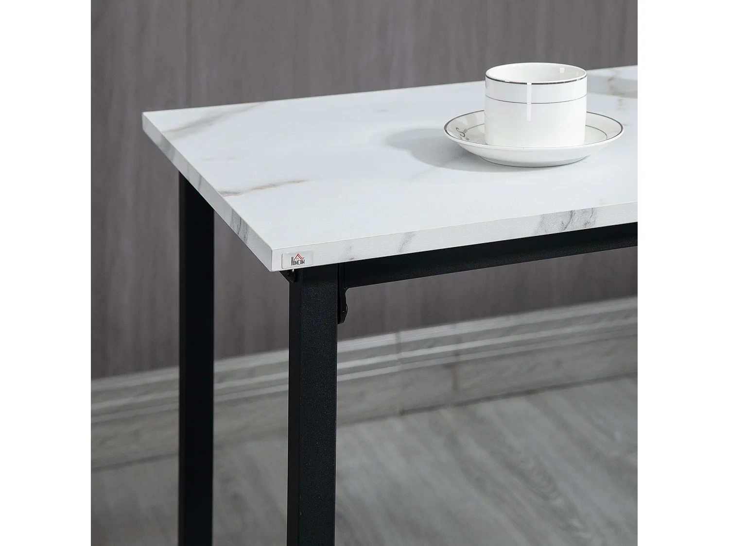 Table de bar avec 2 tabourets, ensemble 3 pièces, design moderne, acier, blanc et noir (100x40x90 cm)