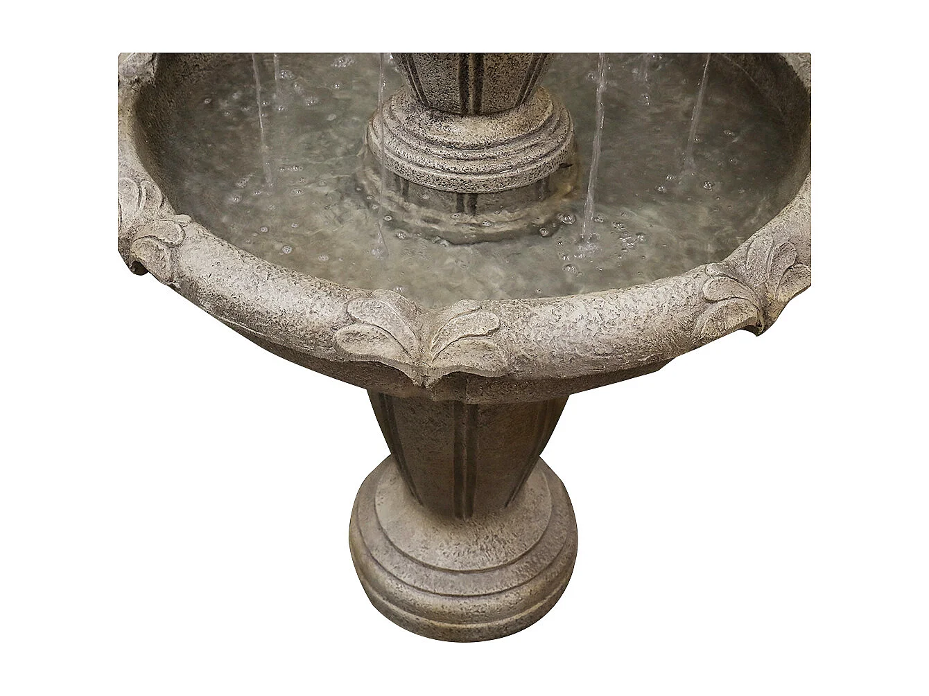 Moderna fontana da esterno in cemento con pompa elettrica, design a 3 livelli, colore cachi (78x78x122 cm)