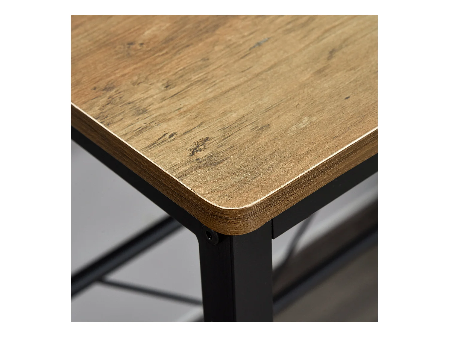 Table de bar avec 2 tabourets, set de 3 pièces, bois et acier, noir et naturel (108x60x95 cm)