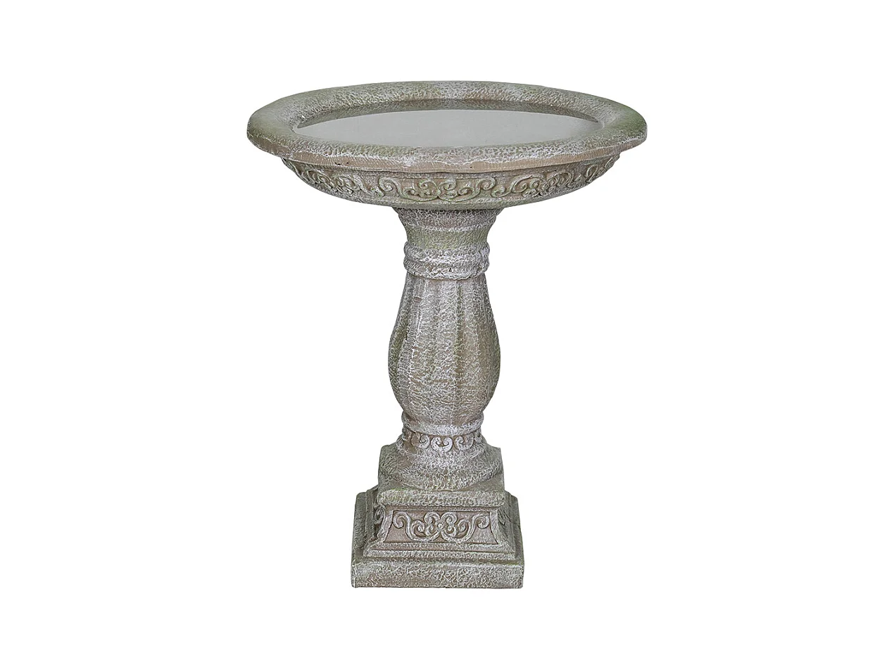 Bain d'oiseaux en béton avec socle sculpté, design élégant, gris clair (51x51x60.5 cm)